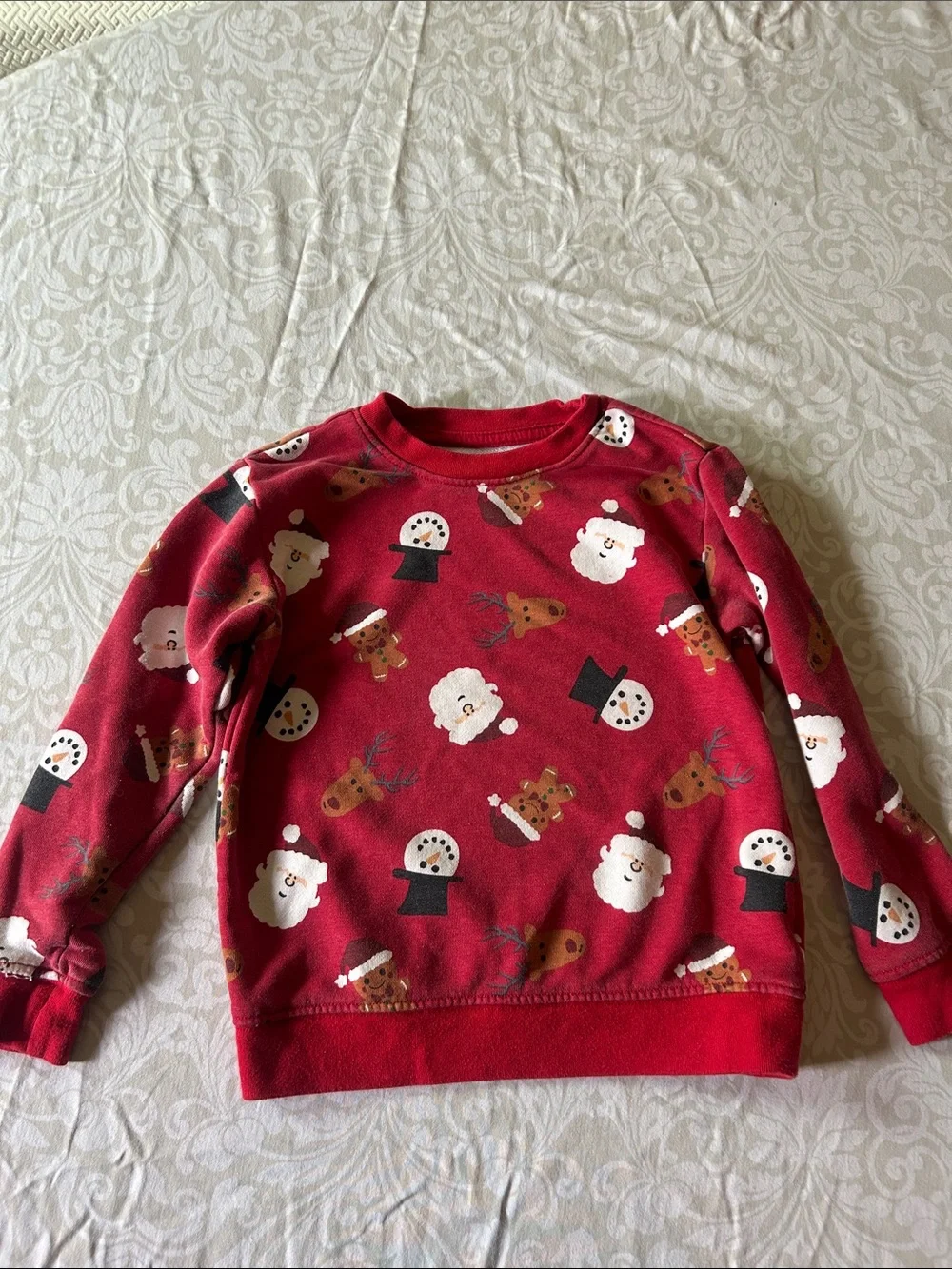 Holiday Time Red Kids Holiday Crewneck Sweatshirt with Santa, Reindeer & Snowman